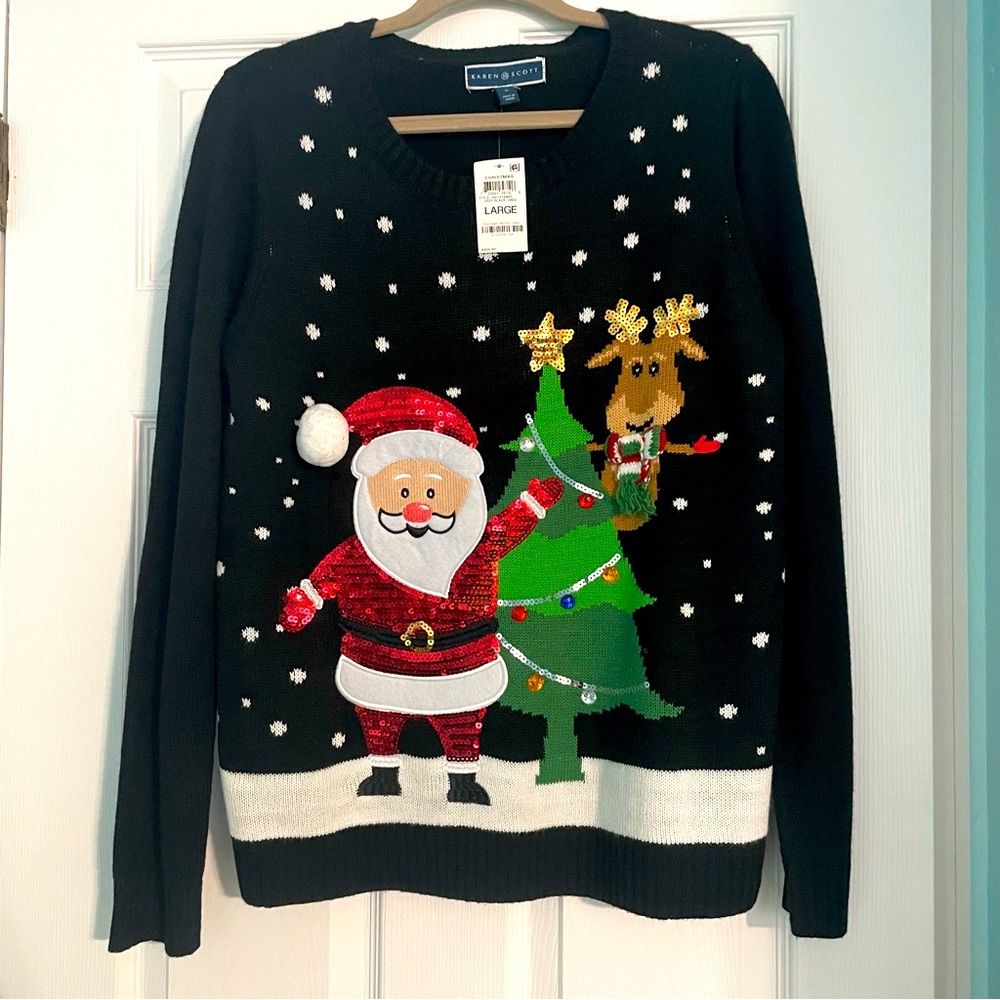 Christmas sweater size large Karen Scott Brand NWT, ugly Christmas sweater party